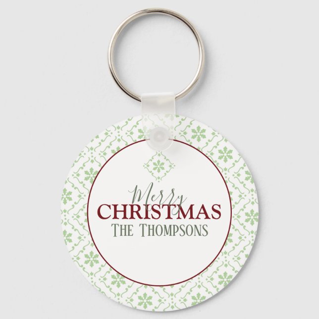 Porte-clés Joyeux Noël tendance Nom personnalisé (Recto)