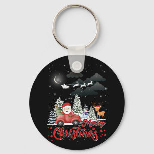 Porte-clés Joyeux Noël Vintage Red Père Noël Truck Cadeaux