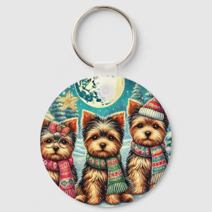 Porte-clés Joyeux Noël vintage Terrier Yorskhire Yorkie