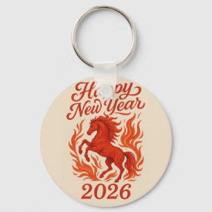 Porte-clés Joyeux Nouvel An 2026 Cheval Fiery