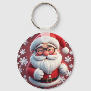 Porte-clés Joyeux Père Noël entouré de flocons de neige