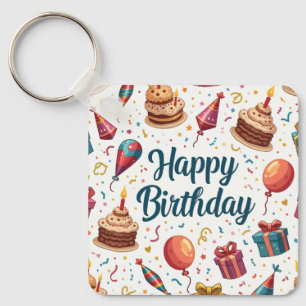 Porte-clés Joyeux Porte - clé d'anniversaire avec ballons et