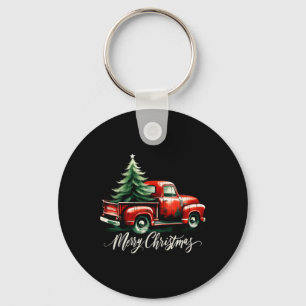 Porte-clés Joyeux sapin de Noël sur le camion rouge Wagon Xma