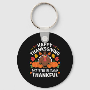 Porte-clés Joyeux Thanksgiving Dinde Reconnaissant Bénis Reco