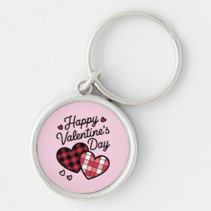 Porte-clés Joyeux Valentines Jour léopard Plaid Coeur d'amour