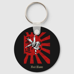 Porte-clés Judo Martial Arts avec vintage japonais Rising Sun