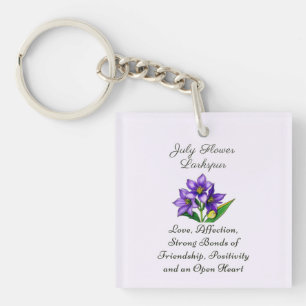 Porte-clés Juillet Mois de naissance Fleur Larkspur Floral Ar