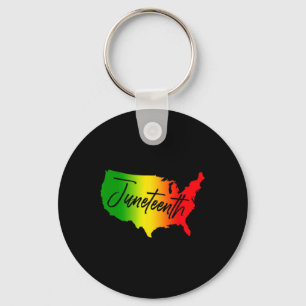 Porte-clés juneteenth célèbre la liberté noire carte des État