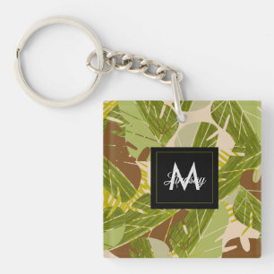 Porte-clés Jungle Verdure Safari Feuille Tropical Main Tirée