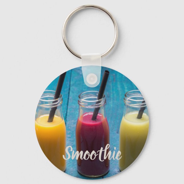 Porte-clés Jus de smoothie boisson mangue orange kiwi cadeau (Recto)