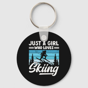 Porte-clés Juste une fille qui aime le ski plaisir sports d'h