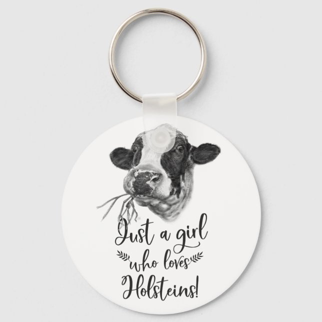 Porte-clés Juste Une Fille Qui Aime Les Vaches Holstein (Recto)