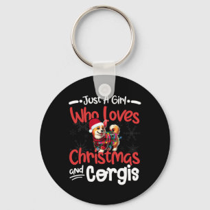 Porte-clés Juste Une Fille Qui Aime Noël Et Corgis Funny S
