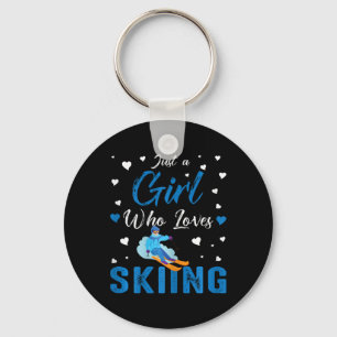 Porte-clés Juste une fille qui aime skier drôle ski sport d'h