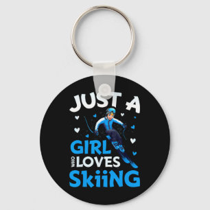 Porte-clés Juste une fille qui aime skier drôle ski sport d'h