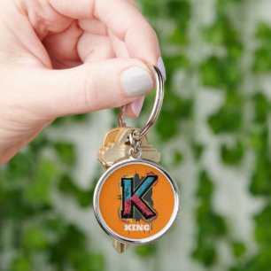 Porte-clés K : Graffiti personnalisable à une lettre en gras