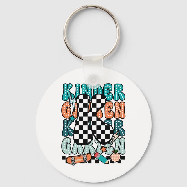 Porte-clés K Kindergarten Teacher Checkered Back To School Ki (Recto)
