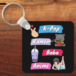 Porte-clés K-Pop, Ramen, Boba and Anime Pop Culture Fan   