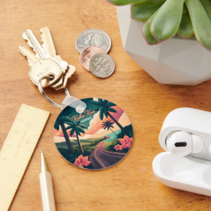 Porte-clés Kailua Kona Hawaii Big Island Sunset Retro