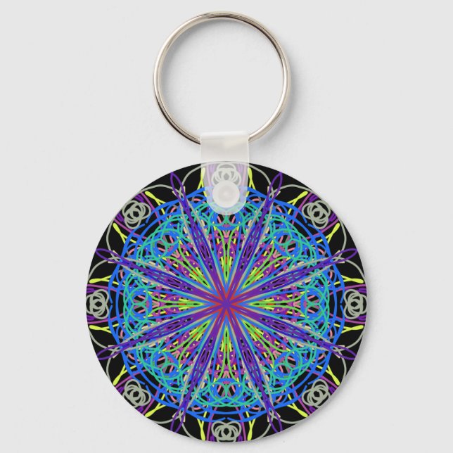Porte-clés Kaleidoscope Mandala Art Joyeuses couleurs (Recto)
