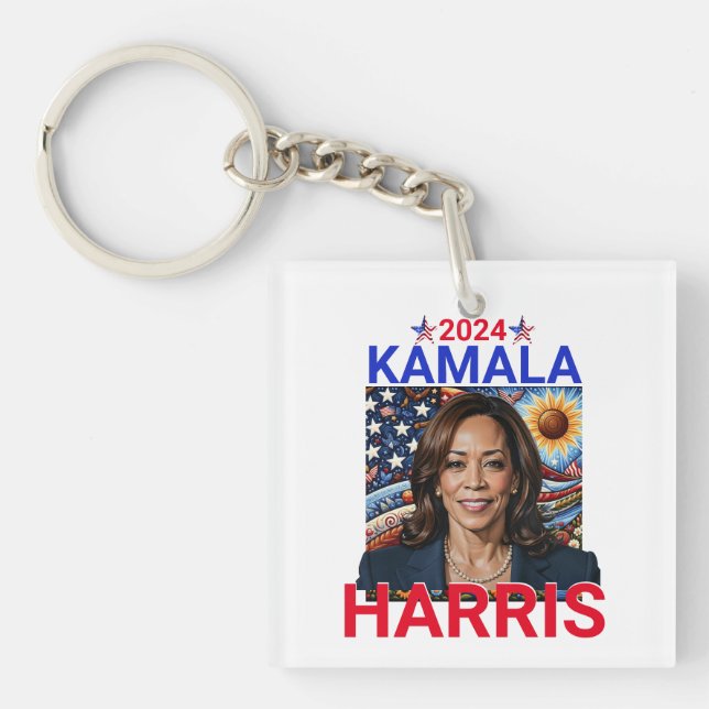 Porte-clés Kamala Harris 2024 Rouge, Blanc et Bleu (Devant)