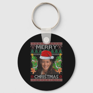 Porte-clés Kamala Harris Joyeux Noël hideux féminin de Noël