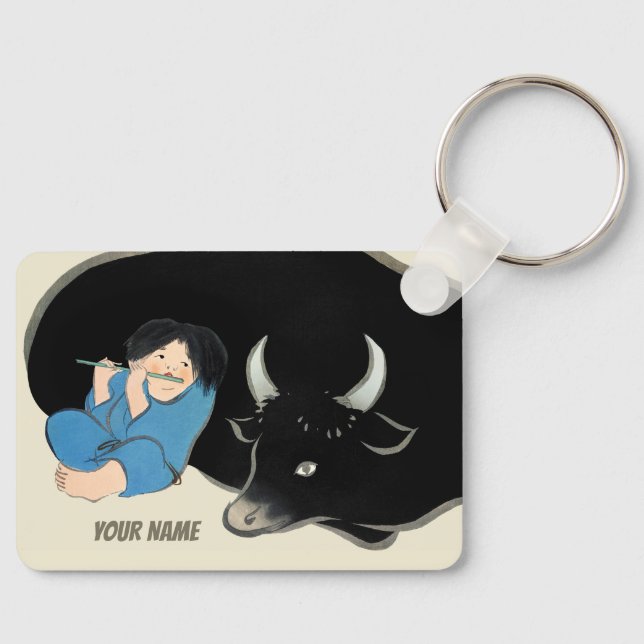 Porte-clés Kamisaka Sekka Flûte joueur Oxherd Japan CC1275 (Recto)