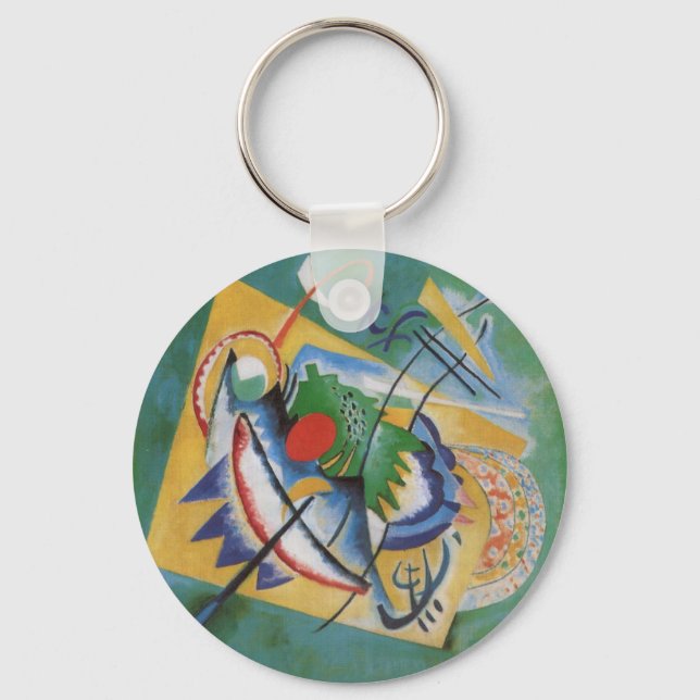 Porte-clés Kandinsky rouge ovale Abstraite oeuvre d'art vert  (Recto)