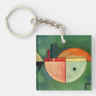 Porte-clés Kandinsky vers le haut Abstrait peinture verte