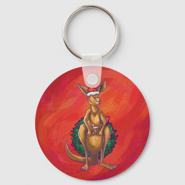 Porte-clés Kangaroo Xmas En Rouge (Recto)