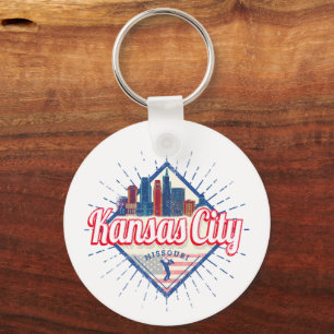 Porte-clés Kansas City Missouri États-Unis Skyline Vintage