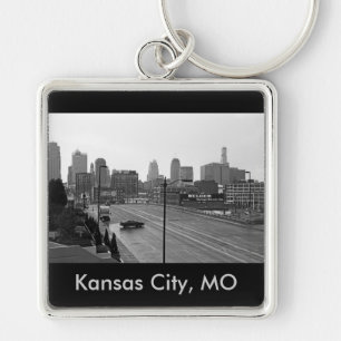 Porte-clés Kansas City Urban Skyline, photo noir et blanc