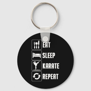 Porte-clés Karaté Design Drôle Hommes Femmes Manger Sleep Kar