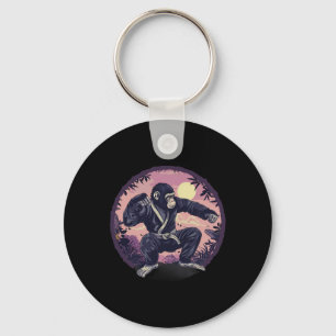 Porte-clés Karate Singe Nature Lune Mma Kickboxing Singe Lo