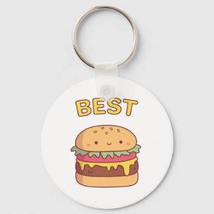 Porte-clés Kawaii Best Burger Doodle Matching Meilleur Ami