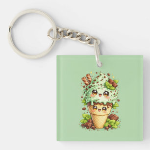 Porte-clés Kawaii Cône de Glace à la Menthe et aux