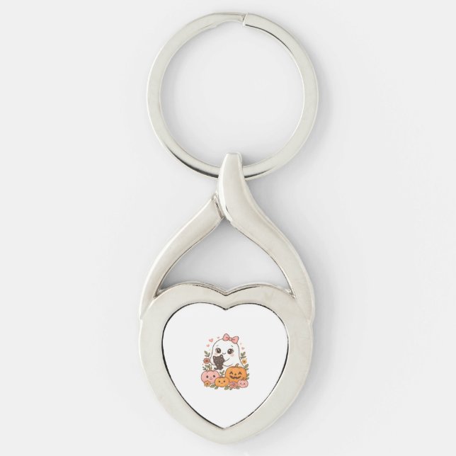 Porte-clés Kawaii Ghost Halloween Chat noir Citrouille Chat c (Devant)