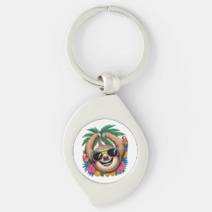 Porte-clés Kawaii Paresseux Tropical – Vibrations É estivales