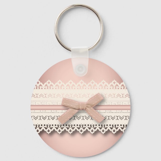 Porte-clés Kawaii princess girly chic dentelle blanche arc ro (Recto)