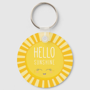 Porte-clés KAWAII SKY brillant jaune vif sourire soleil solei