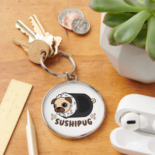 Porte-clés Kawaii Sushi Carlin Mashup Funny Chien Lover cadea