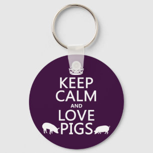 Porte-clés Keep Calm and Love Pigs (all colours)