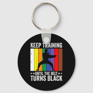Porte-clés Keep Training Until Belt Turns Black Karate Taekwo