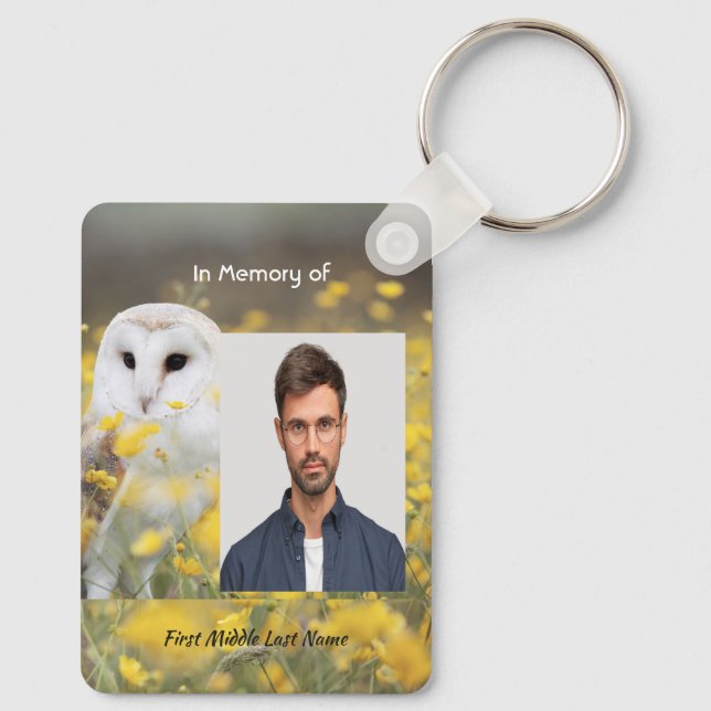 Porte-clés Keepsake Memorial Photo Barn Owl Bird (Verso)