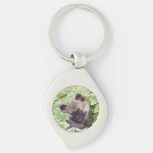 Porte-clés Keeshond Puppy in the Garden Peinture Art original