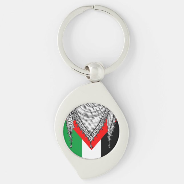 Porte-clés Keffiyeh Écharpe palestinienne tissu traditionnel (Devant)