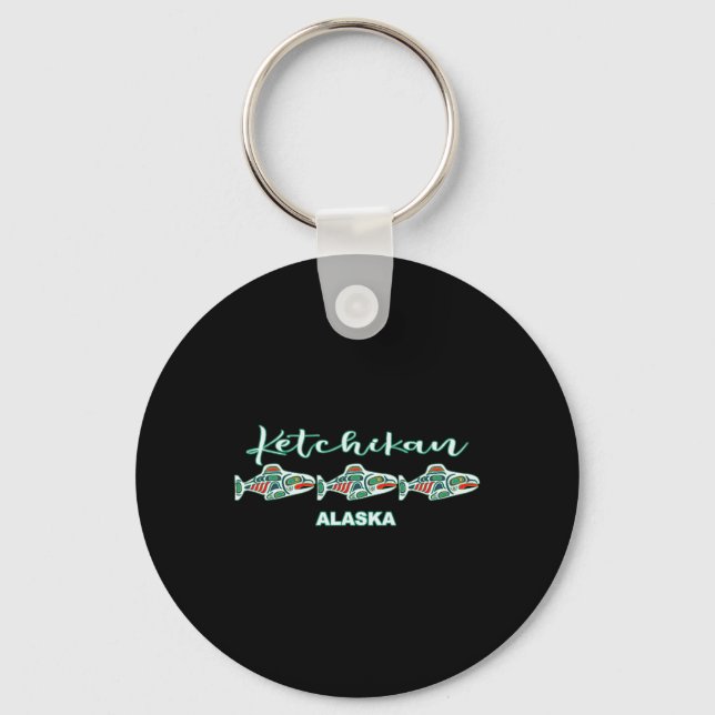 Porte-clés Ketchikan Alaska Native Art Salmon Fishing Capital (Recto)