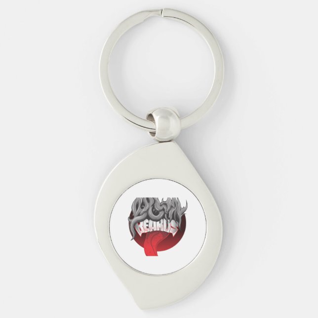 Porte-clés Keychain featuring a circular design with black  (Devant)