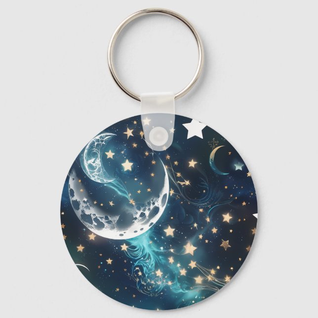 Porte-clés Keychain - Icy Blue Celestial Moon Phases (Recto)