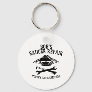 Porte-clés keychain with black Bob's Saucer Repair logo